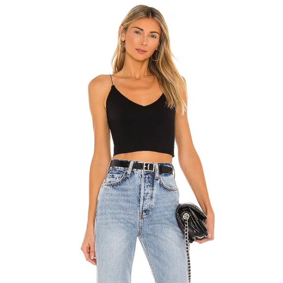 NWT FREE PEOPLE Ribbed V Neck Brami in Black - Picture 4 of 4